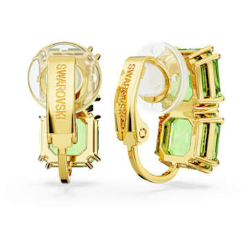 Pendientes de clip Millenia, Talla cuadrada, Verdes, Baño tono oro - Swarovski, 5654559