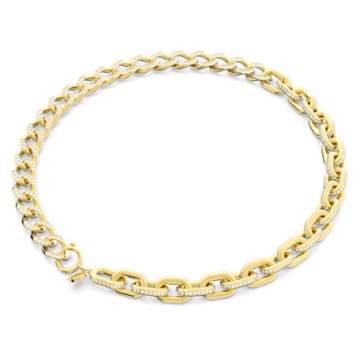 Dextera necklace, Mixed links, White, Gold-tone plated - Swarovski, 5655436