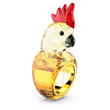 Idyllia cocktail ring, Parrot, Multicolored, Gold-tone plated - Swarovski, 5655479