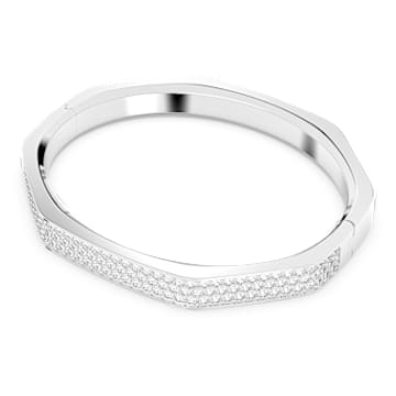 Bracciale rigido Dextera, Forma ottagonale, Bianco, Placcato rodio - Swarovski, 5655624