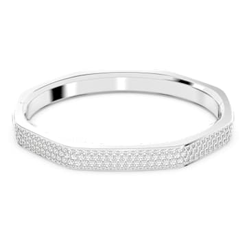 Dextera bangle, Octagon shape, White, Rhodium plated - Swarovski, 5655625