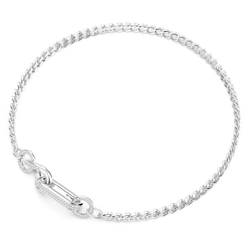 Dextera necklace, Pavé, Mixed links, White, Rhodium plated - Swarovski, 5655638
