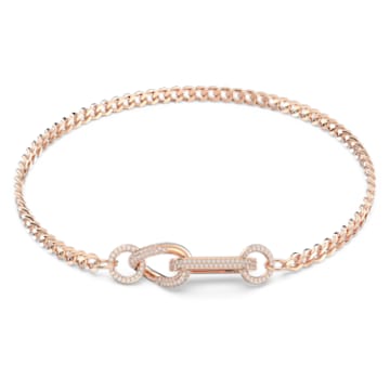 Dextera necklace, Pavé, Mixed links, White, Rose gold-tone plated - Swarovski, 5655640