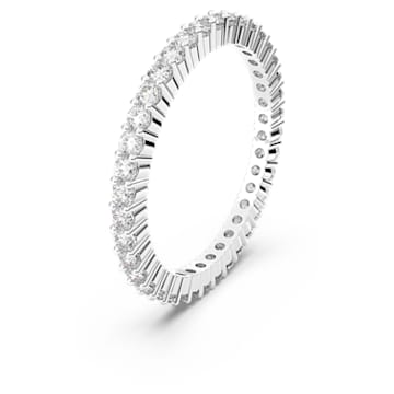 Vittore ring, Ronde slijpvorm, Wit, Rodium toplaag - Swarovski, 5655705