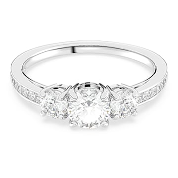 Attract Trilogy ring, Round cut, White, Rhodium plated