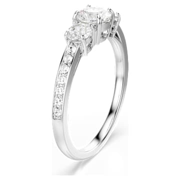 Attract Trilogy ring, Round cut, White, Rhodium plated - Swarovski, 5655713