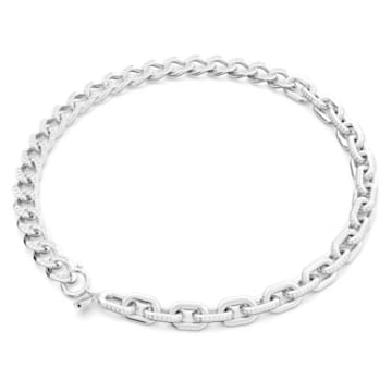 Dextera necklace, Mixed links, White, Rhodium plated - Swarovski, 5655789