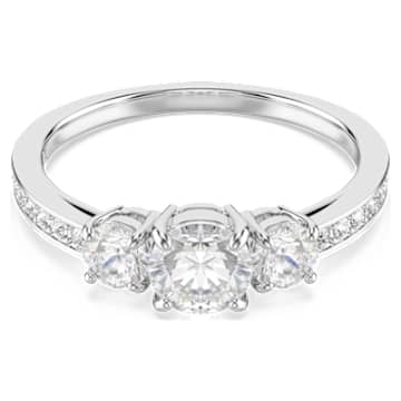 Stilla Attract Ring, Rundschliff, Weiß, Silberfarbenes Finish | Swarovski