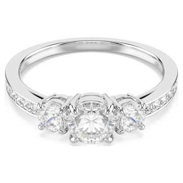 Stilla Attract ring, Round cut, White, Silver-tone finish | Swarovski