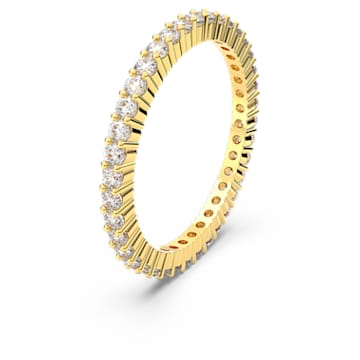 Vittore ring, Ronde slijpvorm, Wit, Goudkleurige toplaag - Swarovski, 5656294