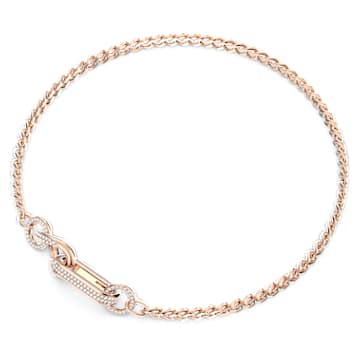 Dextera necklace, Pavé, Mixed links, White, Rose gold-tone plated - Swarovski, 5656624