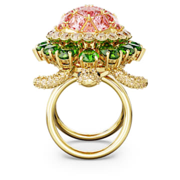 Idyllia cocktail ring, Turtle, Multicolored, Gold-tone plated - Swarovski, 5657287