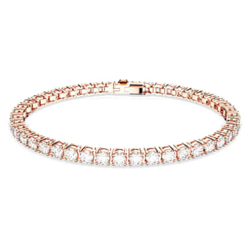 Matrix Tennis bracelet, Round cut, White, 18K rose gold finish