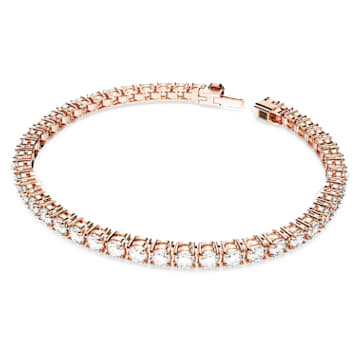 Matrix Tennis bracelet, Round cut, Small, White, Rose gold-tone plated - Swarovski, 5657659