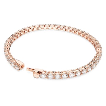 Matrix Tennis bracelet, Round cut, Small, White, Rose gold-tone plated - Swarovski, 5657659