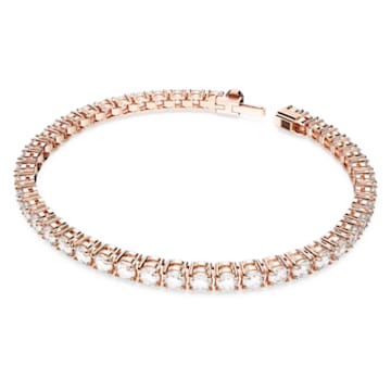 Matrix Tennis bracelet, Round cut, Small, White, Rose gold-tone plated - Swarovski, 5657660
