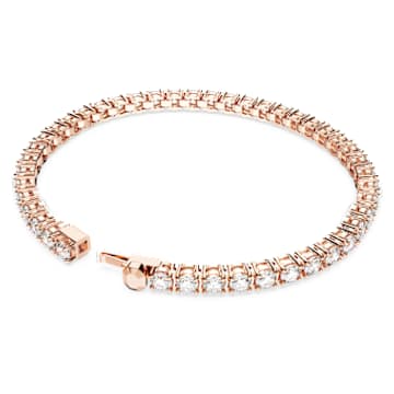 Matrix Tennis bracelet, Round cut, Small, White, Rose gold-tone plated - Swarovski, 5657660