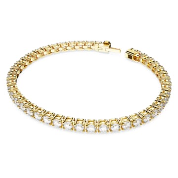Matrix Tennis bracelet, Round cut, Small, White, Gold-tone plated - Swarovski, 5657662