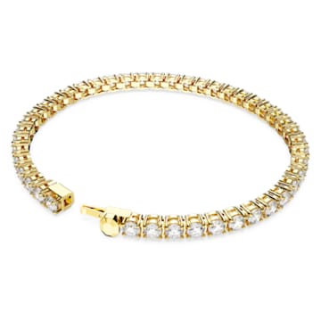 Matrix Tennis bracelet, Round cut, Small, White, Gold-tone plated - Swarovski, 5657662