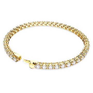 Bracelet Matrix Tennis, Coupe ronde, Petit, Blanc, Placage de ton or - Swarovski, 5657664