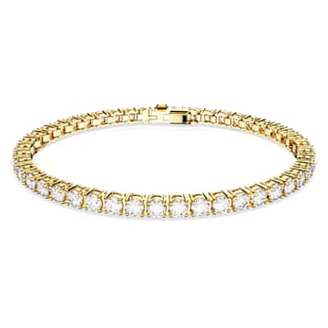 Matrix Tennis ブレスレット, ラウンドカット, ホワイト, ゴールドトーン・プレーティング | Swarovski Matrix Tennis ブレスレット, ラウンドカット, ホワイト, ゴールドトーン・プレーティング | Swarovski