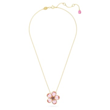 Florere pendant, Flower, Small, Pink, Gold-tone plated - Swarovski, 5657875