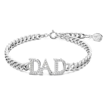 Bracelet Father's Day - Dad, Blanc, Métal rhodié - Swarovski, 5658330