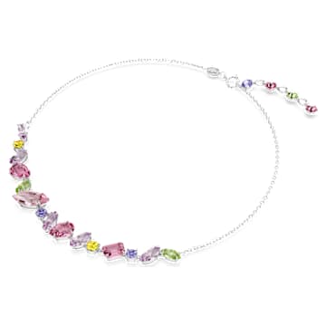 Gema necklace, Mixed cuts, Multicolored, Rhodium plated - Swarovski, 5658398