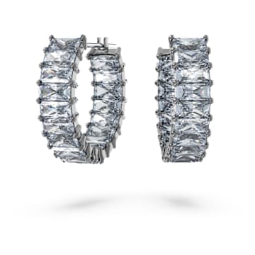 Matrix ringoorbellen, Baguette-slijpvorm, Grijs, Ruthenium toplaag - Swarovski, 5658650
