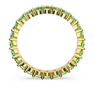 Anello Matrix, Taglio tondo, Verde, Placcato color oro - Swarovski, 5658658