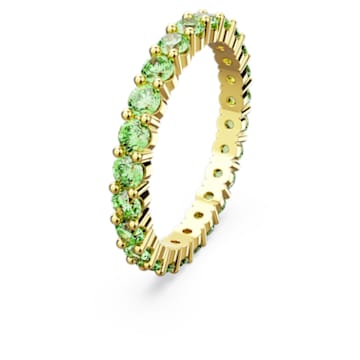 Matrix ring, Round cut, Green, Gold-tone plated - Swarovski, 5658662