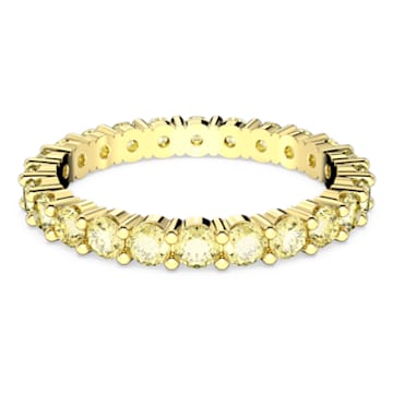 Prsten Matrix, Kulatý výbrus, Žlutá, Pokoveno ve zlatém odstínu - Swarovski, 5658663