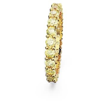 Bague Matrix, Coupe ronde, Jaune, Placage de ton or - Swarovski, 5658666