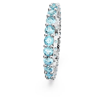 Prsten Matrix, Kulatý výbrus, Modrá, Pokoveno rhodiem - Swarovski, 5658668