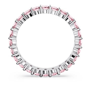 Matrix ring, Ronde slijpvorm, Roze, Rodium toplaag - Swarovski, 5658852
