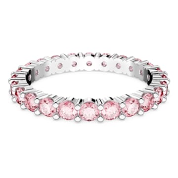 Bague Matrix, Coupe ronde, Rose, Métal rhodié - Swarovski, 5658854