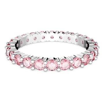 Matrix ring, Round cut, Pink, Rhodium plated - Swarovski, 5658855