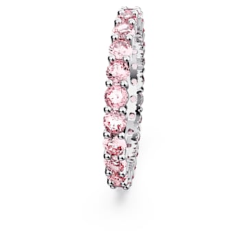 Matrix ring, Round cut, Pink, Rhodium plated - Swarovski, 5658855