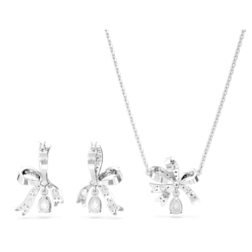 Volta set, Bow, White, Rhodium plated - Swarovski, 5660118