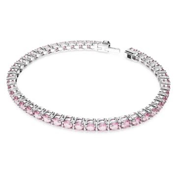 Matrix Tennis Armband, Rundschliff, Klein, Rosa, Rhodiniert - Swarovski, 5660913