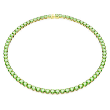Collar Matrix Tennis, Talla redonda, Medio, Verde, Baño tono oro - Swarovski, 5661189