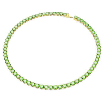 Collar Matrix Tennis, Talla redonda, Medio, Verde, Baño tono oro - Swarovski, 5661189