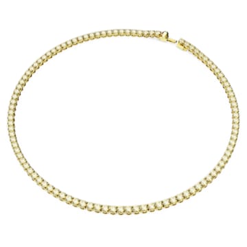Matrix Tennis necklace, Round cut, Small, Yellow, Gold-tone plated - Swarovski, 5661191
