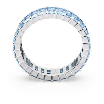 Matrix ring, Baguette-slijpvorm, Blauw, Rodium toplaag - Swarovski, 5661909