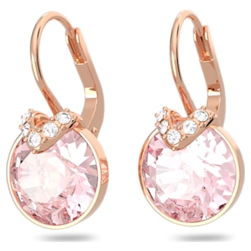 Długie kolczyki Bella V, Szlif okrągły, Różowe, Powłoka w odcieniu różowego złota - Swarovski, 5662114