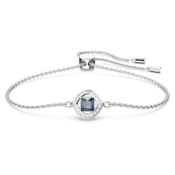 Angelic armband, Square slijpvorm, Blauw, Rodium toplaag - Swarovski, 5662141
