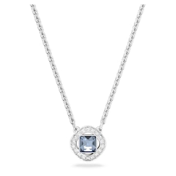 Angelic necklace, Square cut, Blue, Rhodium plated by SWAROVSKI
