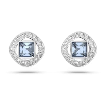 Angelic stud earrings, Square cut, Blue, Rhodium plated - Swarovski, 5662143