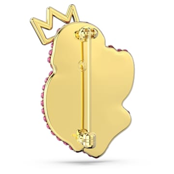 Pop Swan brooch, Swan, Pink, Gold-tone plated - Swarovski, 5662243