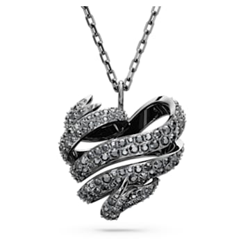 Volta pendant, Heart, Small, Black, Ruthenium plated - Swarovski, 5662491